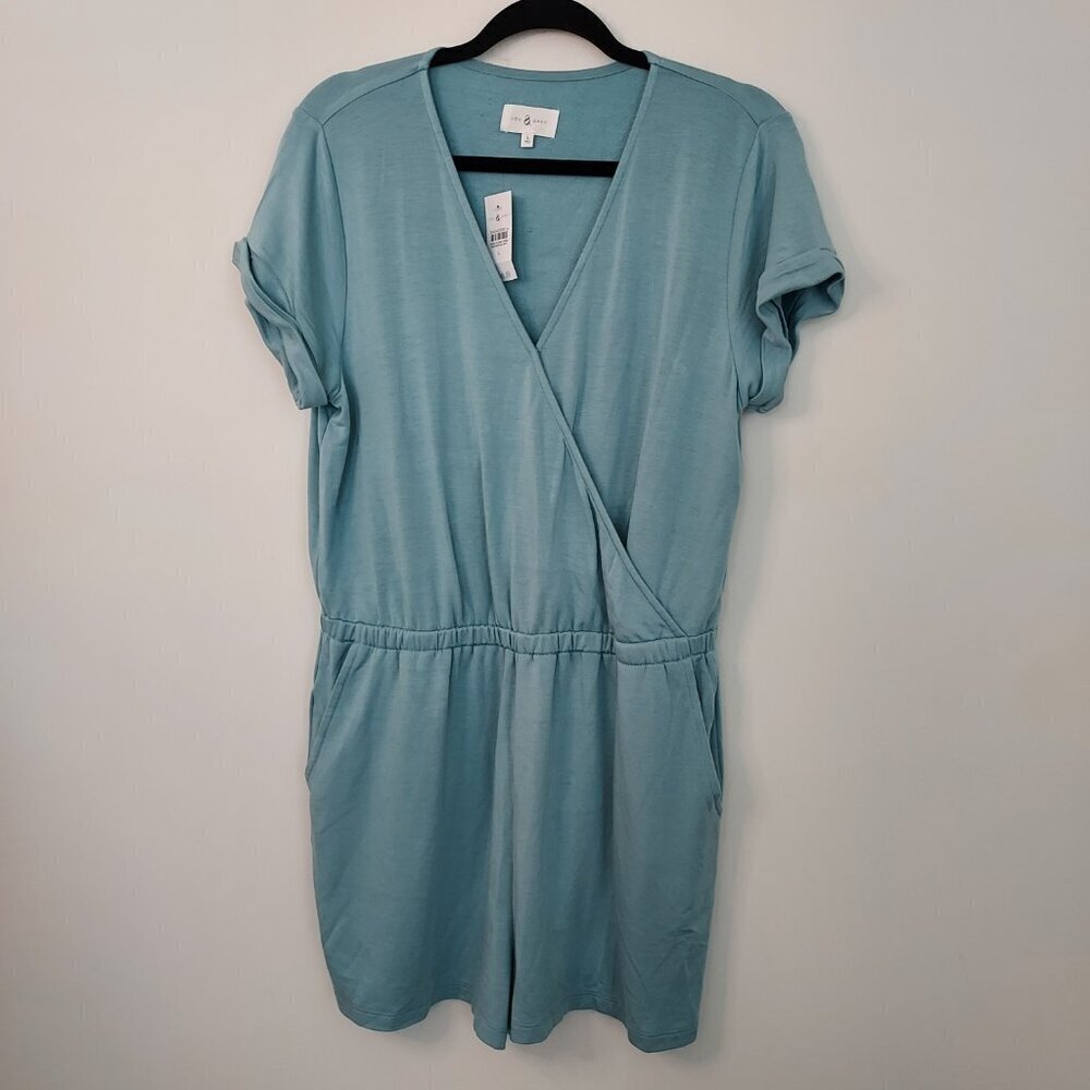 Lou & Grey Signaturesoft Baby Blue Crossover Romper  NWT Size Large